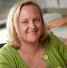 woman smiling outside