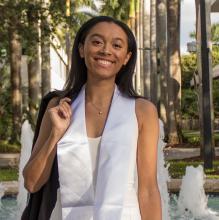 woman smiling outside