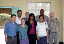 The Tanzania team: back row, left to right: Dr. Jatin Anand, Dr. Jed G. Nuchtern and Dr. Oluyinka O. Olutoye. Front row, left to right: Dr. Yan Shi, Dr. C. Anne Morrison, Dr. Olutoyin A. Olutoye, Filomina George, R.N., and Dr. Stephen A. Stayer.