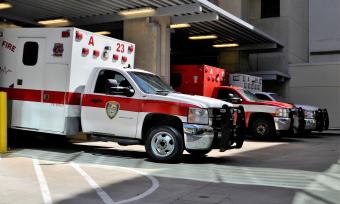 Houston ambulance at ER - stock photo