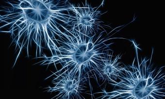 Blue burst of color to represent neurons or brain tumor growth