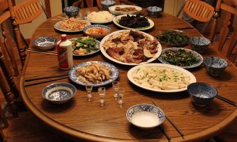 Photo of a table set with a holiday meal