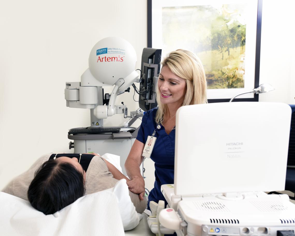 A doctor consulting a patient.