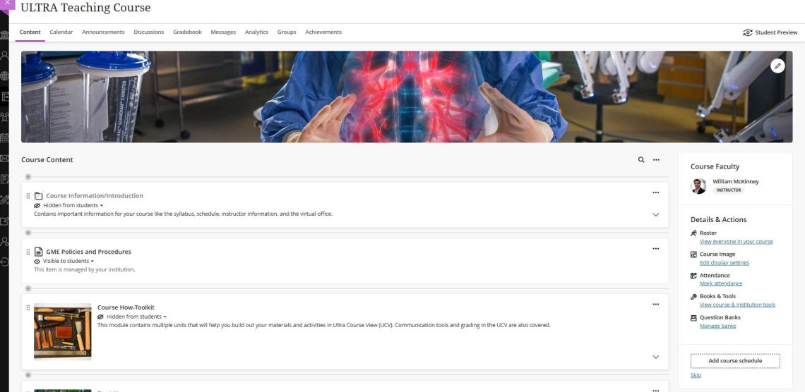 Blackboard Ultra Course View