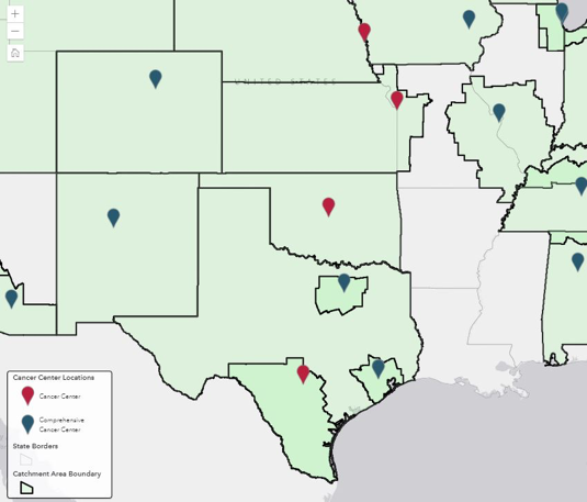 A screenshot of the Catchment Area Locations and Boundaries 