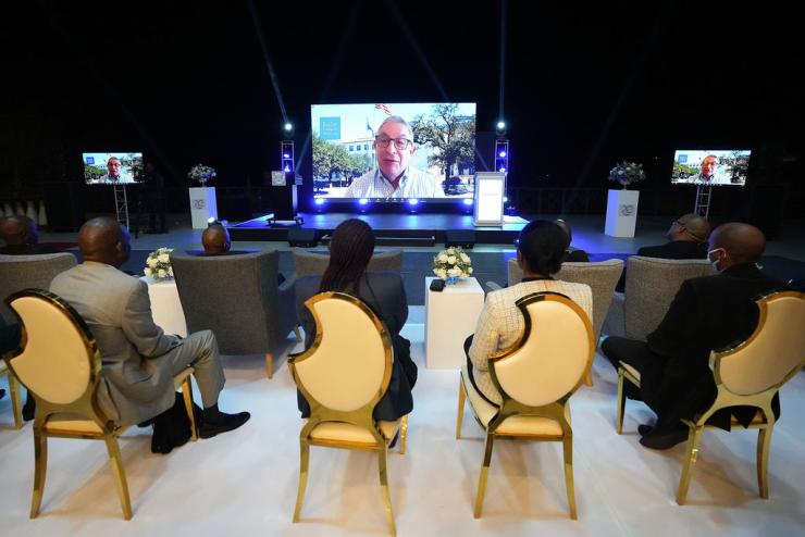 Baylor President, CEO and Executive Dean Dr. Paul Klotman addresses the celebration virtually after being unable to attend due to travel complications.