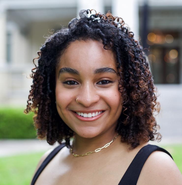 woman smiling outside