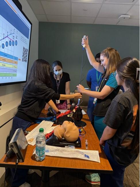 medical students engaging in a skills learning activity