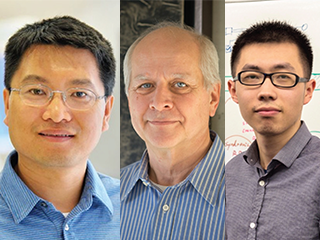 From left, Dr. Rui Chen, from Baylor College of Medicine; Dr. Daniel Schorderet, from the Institute for Research in Ophthalmology in Switzerland; and Mingchu Xu, graduate student in the Chen Lab.