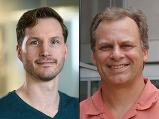 Dr. James Collins, a postdoctoral associate in the Britton lab, and Dr. Robert Britton, professor of molecular virology and microbiology.