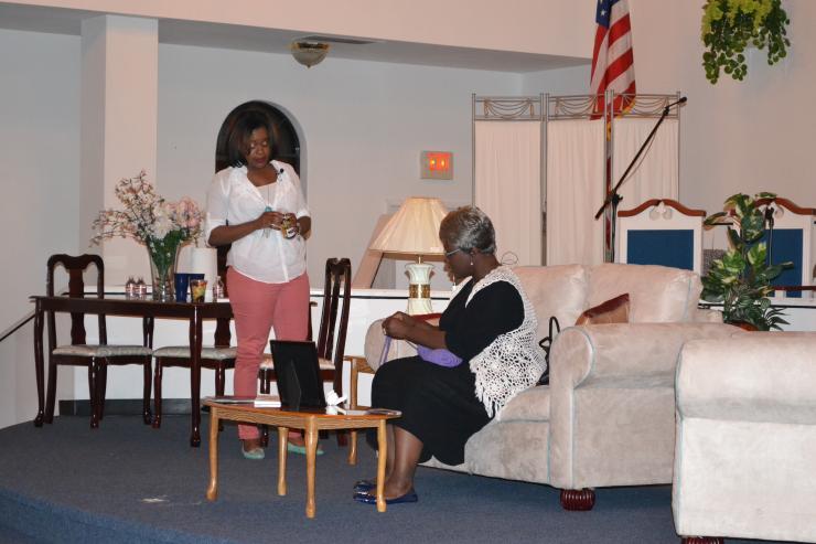 Cast members performing "The Marriage Test" at a local church.