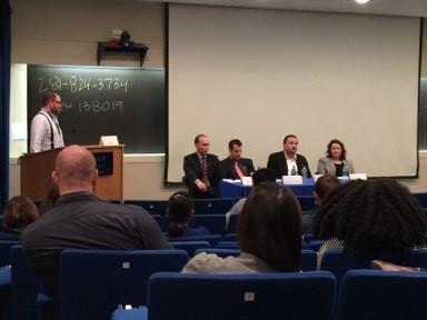 Panelists (left to right): PJ Minnick (GSBS student, moderator), Dr. Brian Nadin (Parker Institute), Dr. William Yarbrough and Dr. John Davis (Bibby, McWilliams & Kearney, PLLC), Dr. Melissa Schwaller (Ramey & Schwaller)