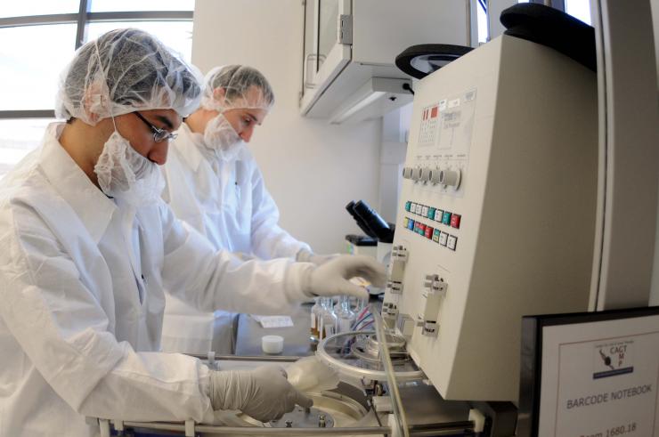 Investigators in the Center for Cell and Gene Therapy conducting research.