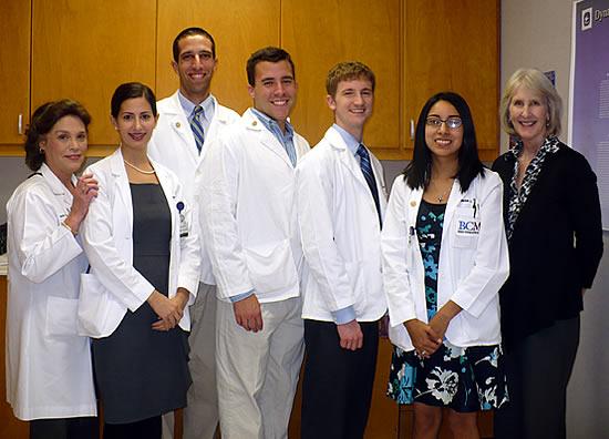 From left: Dr. Geraldine Salmeron, Emily Bahram-Ahi, Frank Felice, Andrew Thompson, Cory Taylor, Melissa Sanchez and Dr. Anita Woods