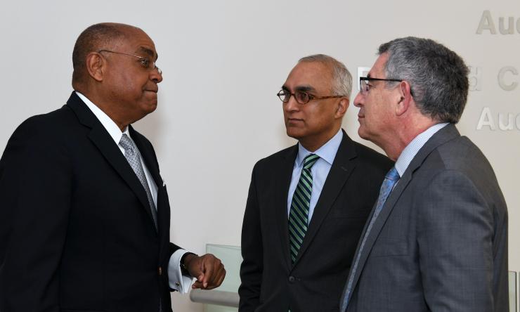 Dr. Paul Klotman and Ashok Balasubramanyam at ADA Press Conference with Commissioner Rodney Ellis