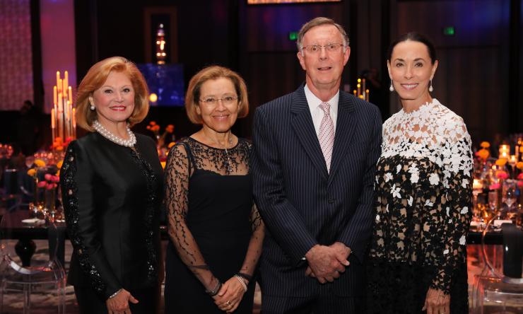 Honoree Jan Duncan, honorary chairs Dr. Carolina Gutierrez and Dr. C. Kent Osborne and honoree Sue Smith join together at the Lights Out Cancer event benefiting the Dan L Duncan Comprehensive Cancer Center.