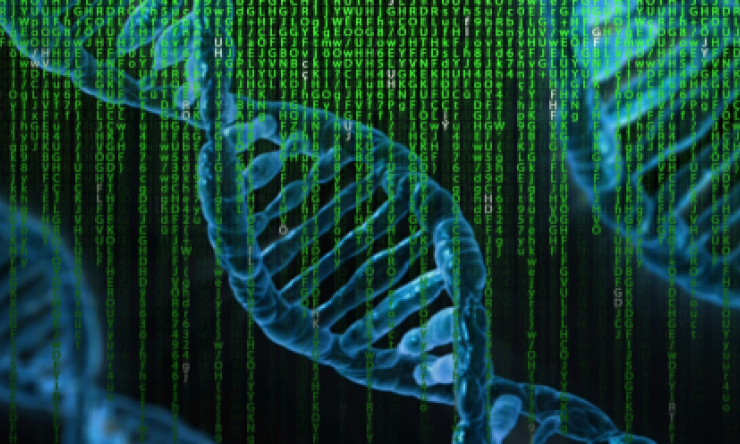 Illustration of data matrix and DNA molecules