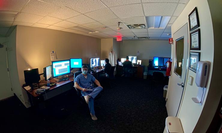 PGY2 resident, Ben Howard, in the Ben Taub Radiology Reading Room.