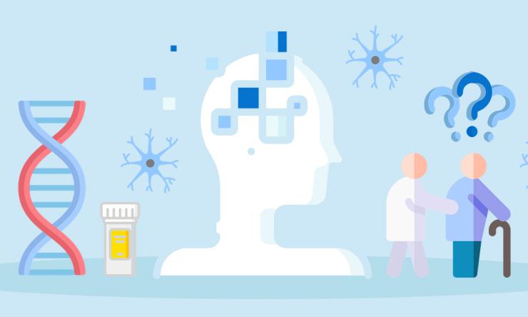 Illustration of dna, prescriptions, human brain, a doctor and an elderly person with questions about Best 10 Alzheimer's Disease - Don't Buy Until You Read This Adhttps://best10.how Results Guaranteed! | Improve Dementia & Alzheimer's Adhttps://4ppo.com/dementia/alzheimers Alzheimer's disease.