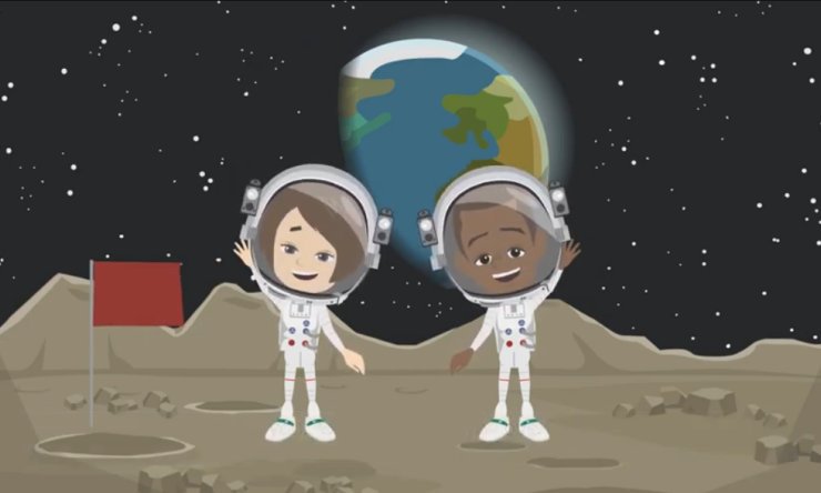 Illustration of two children as astronauts