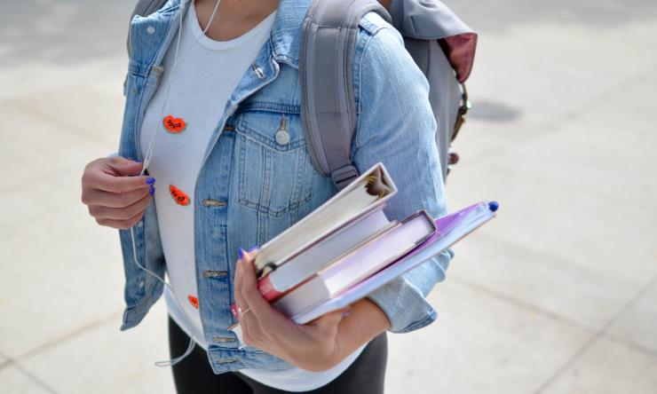 teen girl with books