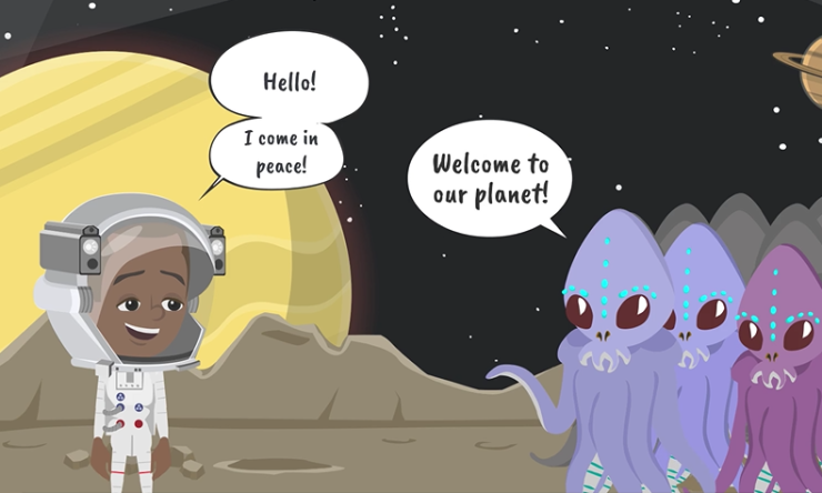 Neil, in space, talking to aliens