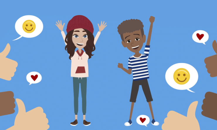 Teen Sally and Neil celebrating