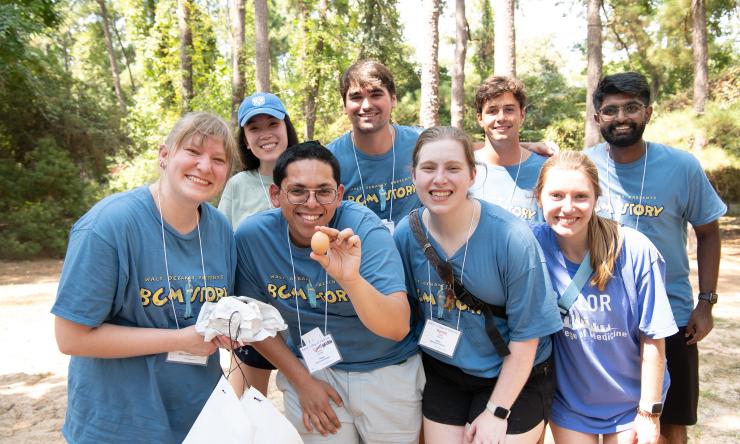 Students posing while on their first-year medical school retreat.