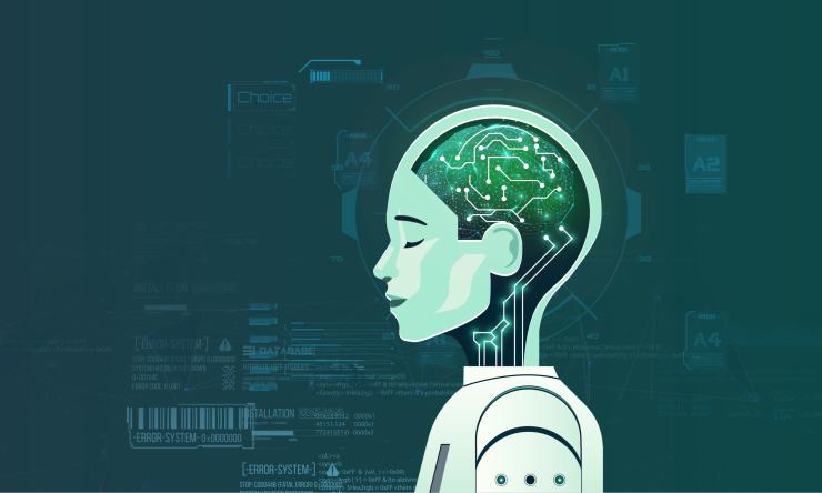 artistic design of AI concept with digital human