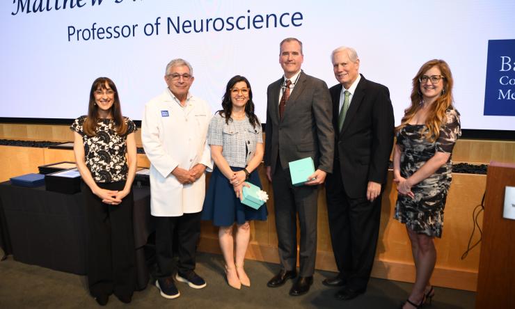 Winners of the Barbara and Corbin J. Robertson, Jr. Presidential Award for Excellence in Education pose with college leadership