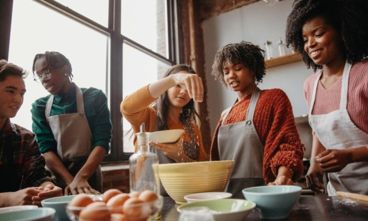 Teens cooking