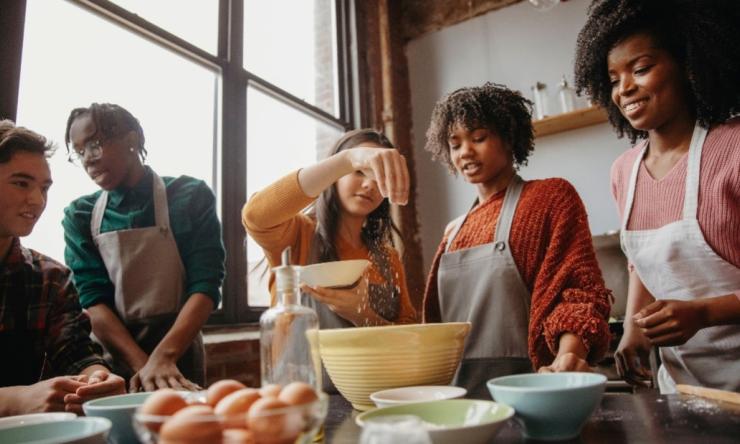 Teens cooking