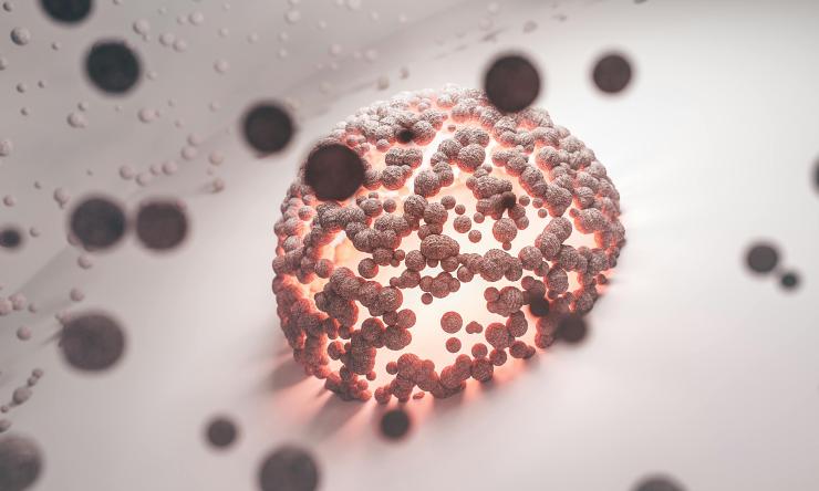 Artist rendition of a cell interacting with protein