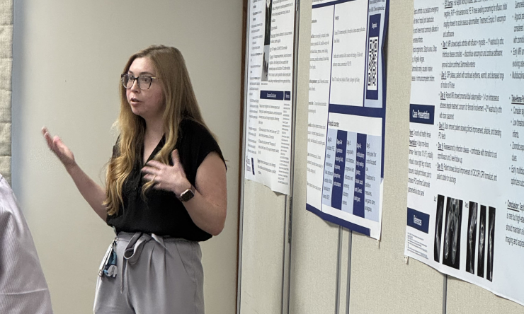 Dr. Madison Godsey presenting research during Research Week