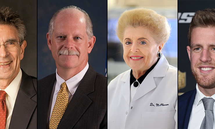 Nobel Laureate Dr. Robert Lefkowitz, Houston Emergency Medical Services Director Dr. David Persse, Dr. Alice McPherson and Houston Texans star J.J. Watt.