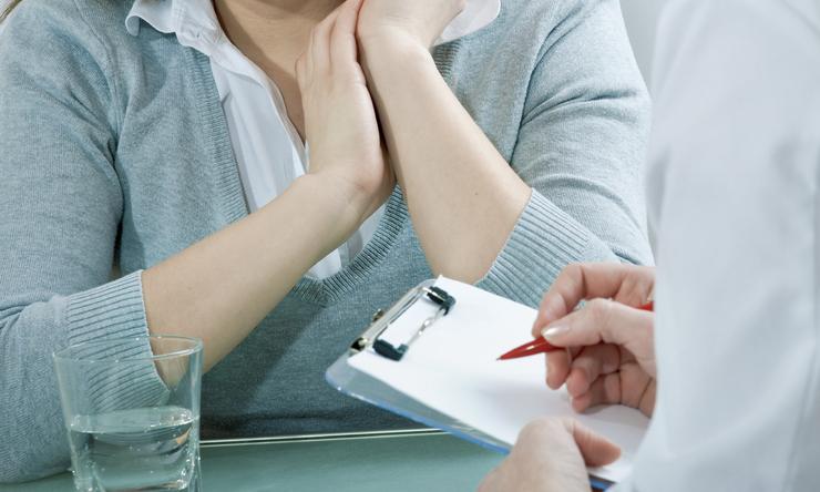 closeup of patient seeing doctor