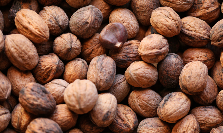 A pile of walnuts