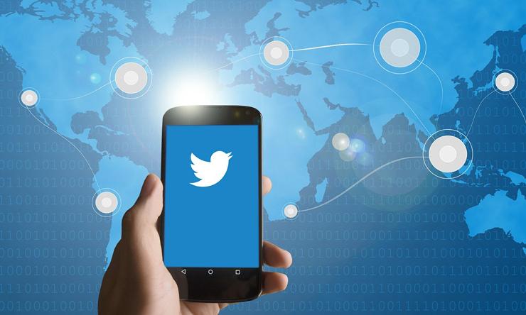 Smart phone with Twitter logo